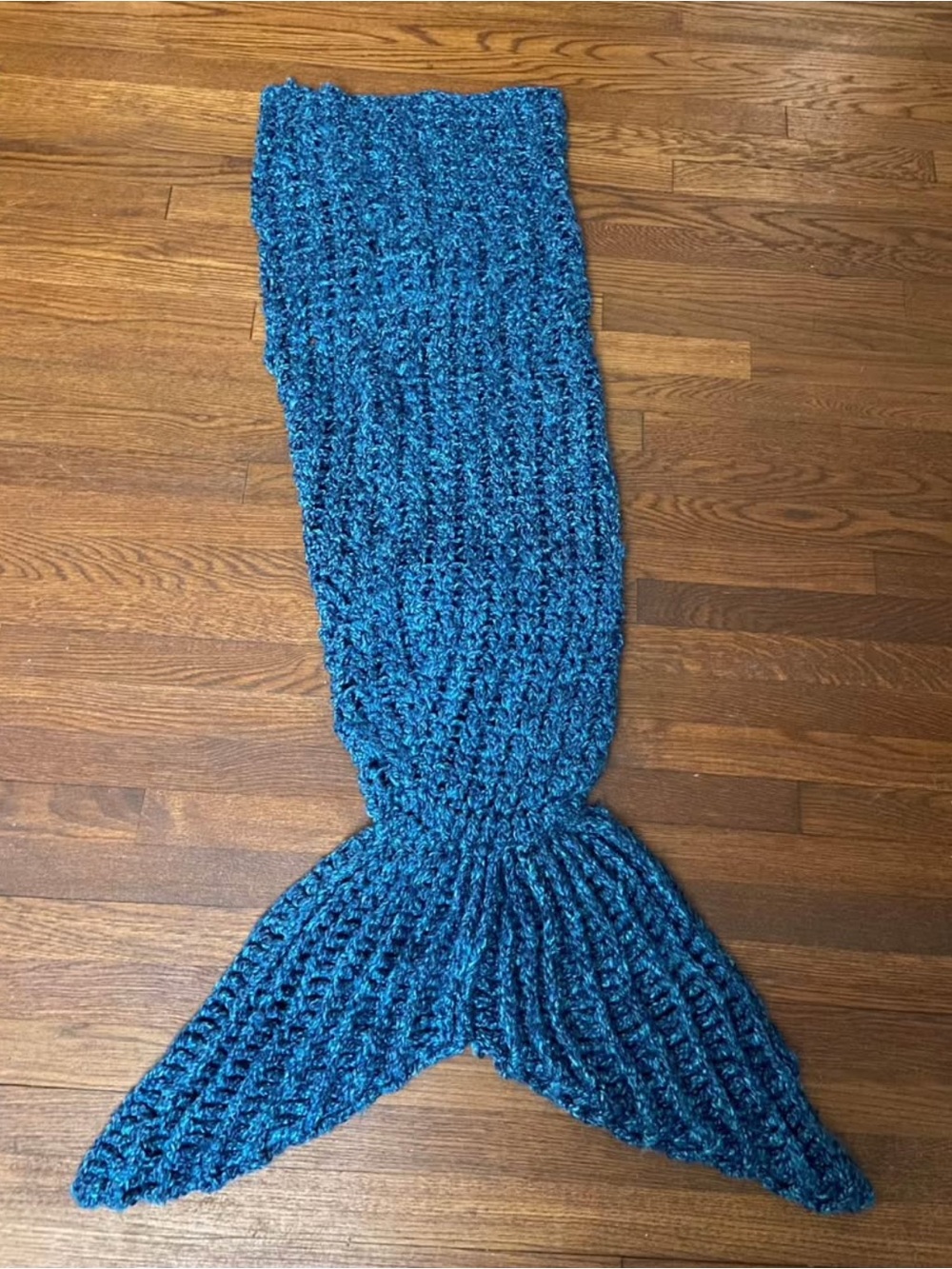 Handmade Crochet Blue Adult Mermaid Tail Blanket